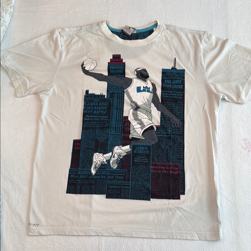 Nike White Short Sleeve Tee with Urban Graphic Design